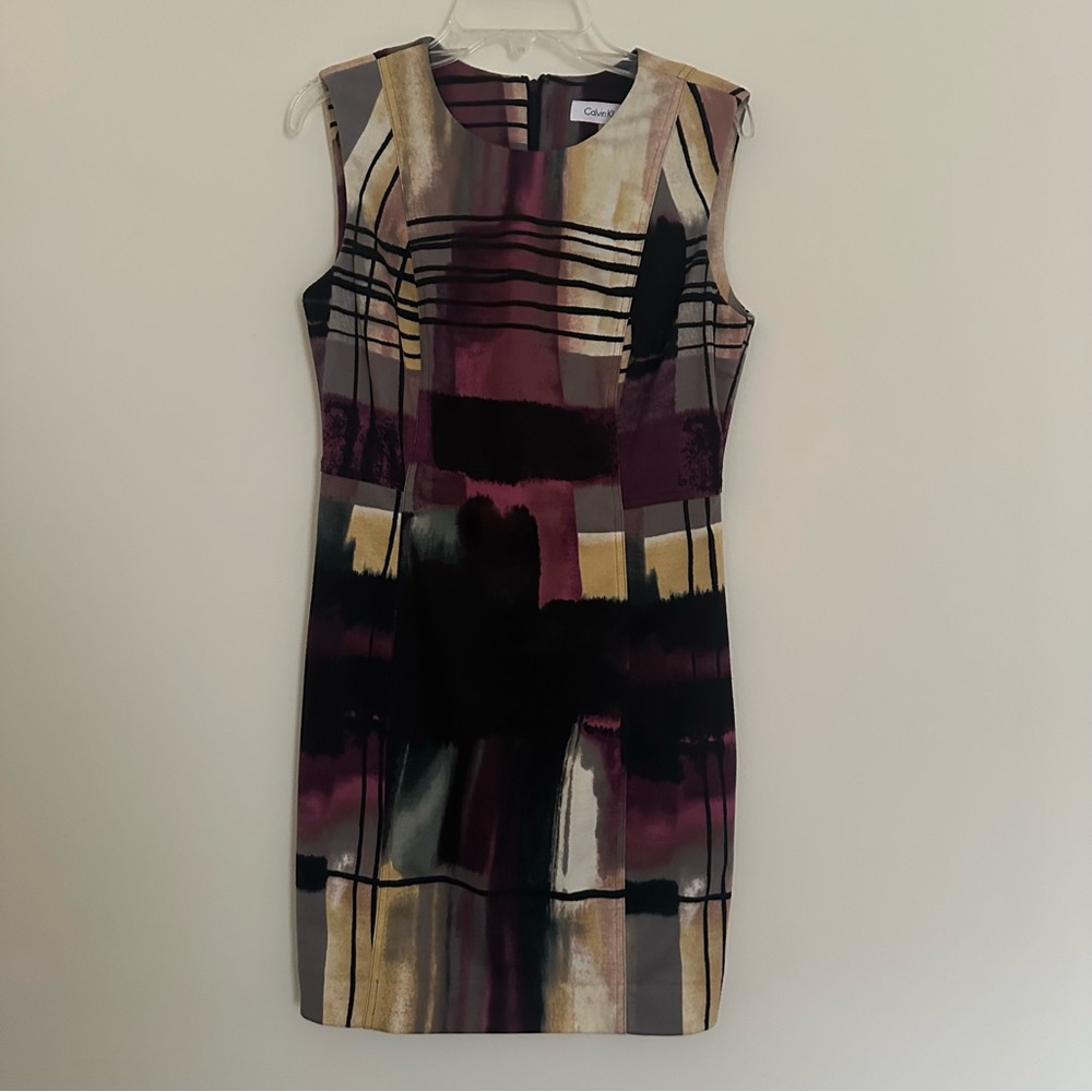 Calvin Klein Size 2 XS Women's Multicolor Colorblock Abstract Sleeveless Dress